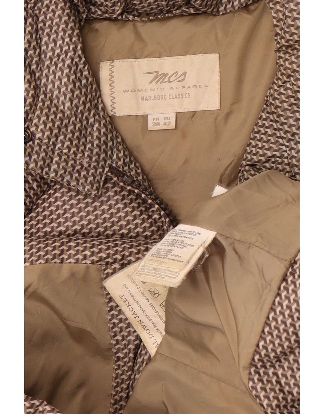 Giacca imbottita con cappuccio da donna Marlboro Classics EU 42 Large Grey Geometric