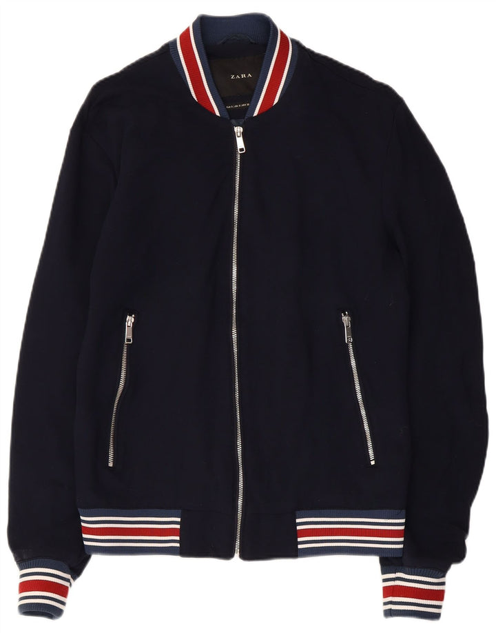 Giubbotto bomber da uomo ZARA UK 36 piccolo in viscosa blu navy