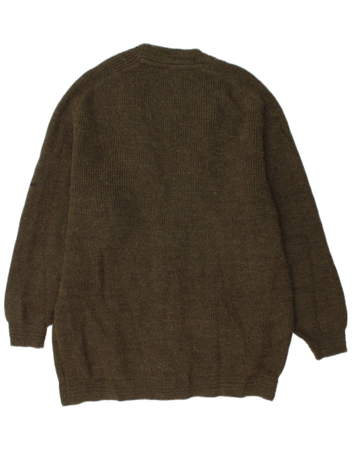 Maglione cardigan da uomo vintage in lana kaki media