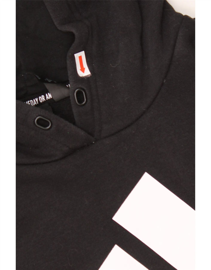 Maglione con cappuccio grafico da donna ADIDAS UK 24/26 2XL Cotone nero