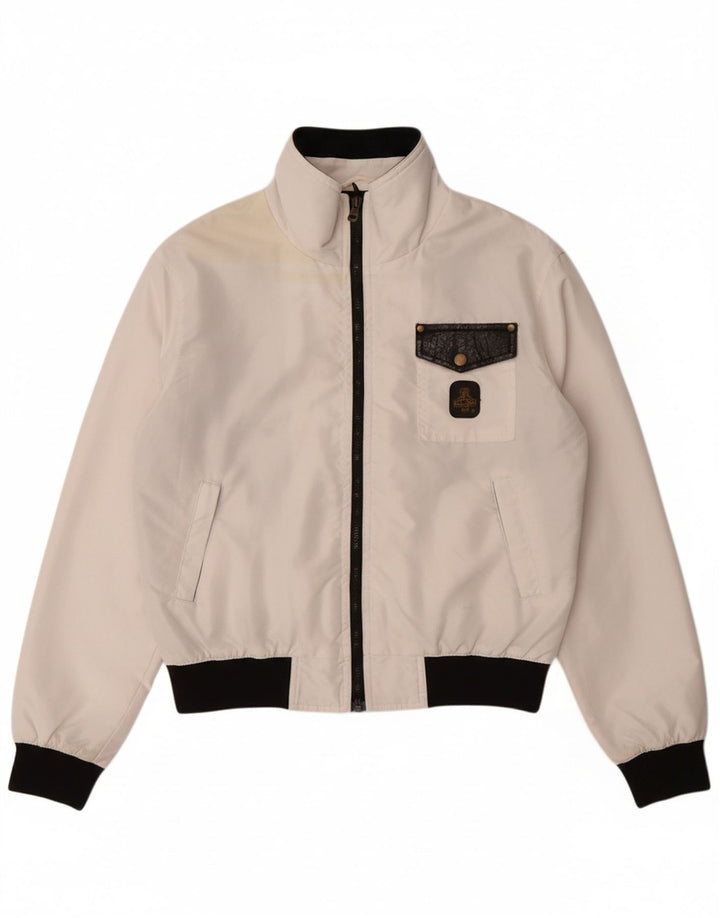REFRIGIWEAR Womens Bomber Jacket UK 14 Medium White Colourblock Nylon