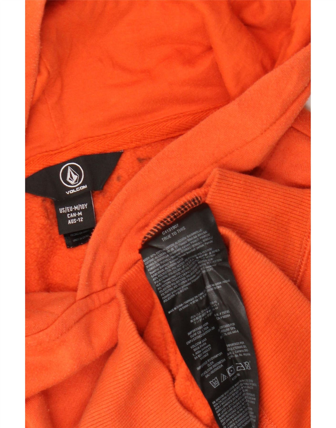 Felpa con cappuccio grafica da bambino Volcom 9-10 anni in cotone arancione medio