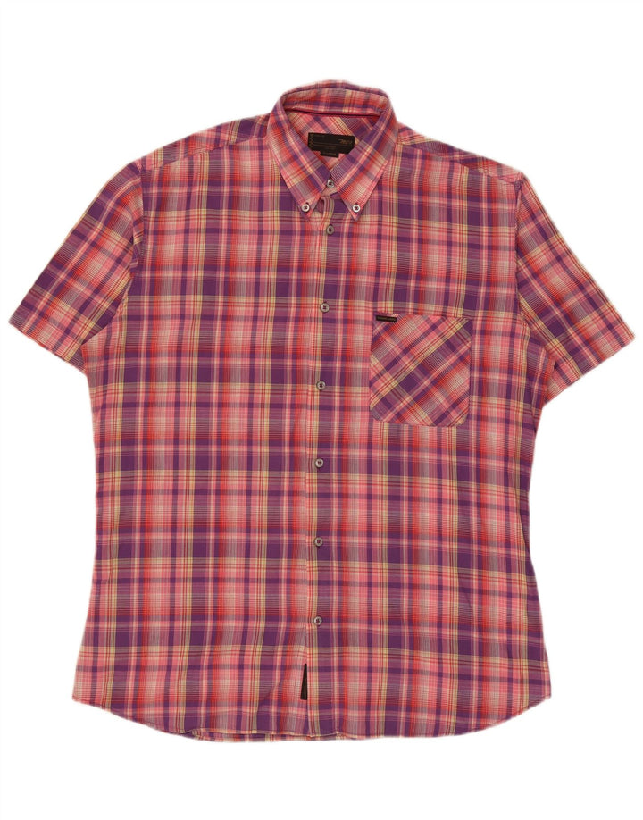 Marlboro Classics Camicia Uomo a Maniche Corte XL Cotone a Quadri Rosa