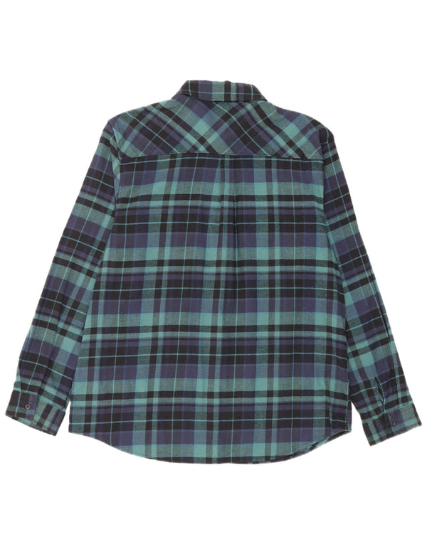 Camicia di flanella da donna Eddie Bauer UK 16 Grande cotone a quadri blu navy