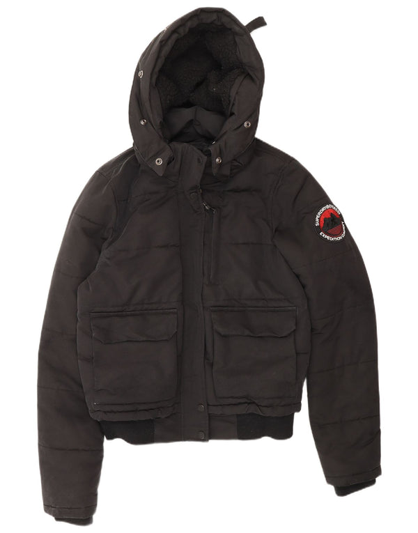 Giacca imbottita da donna con vestibilità ampia con cappuccio Superdry UK 10 Small Black Winter
