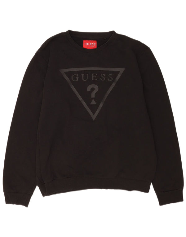 Felpa grafica da uomo Guess XL in cotone nero