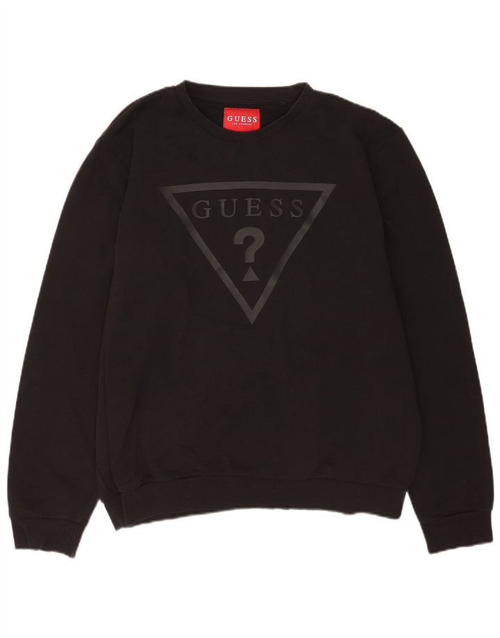 Felpa grafica da uomo Guess XL in cotone nero