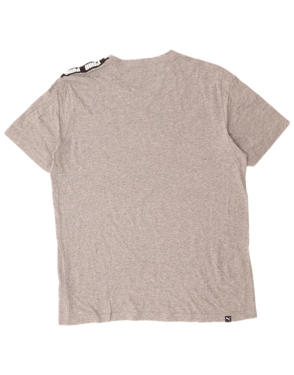 T-shirt grafica da uomo PUMA Top Large in cotone color block grigio