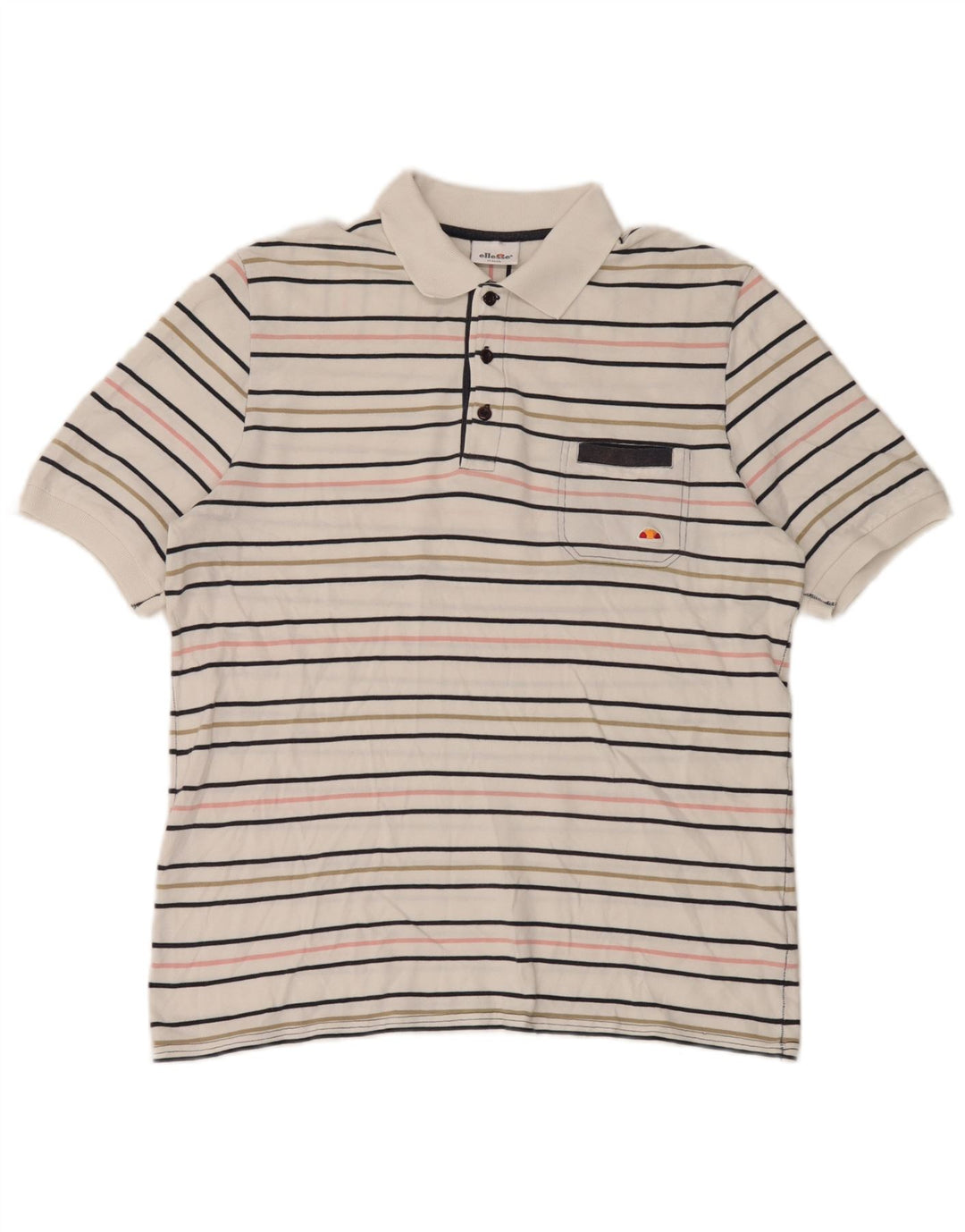 Polo da uomo Ellesse in cotone a righe grandi bianche
