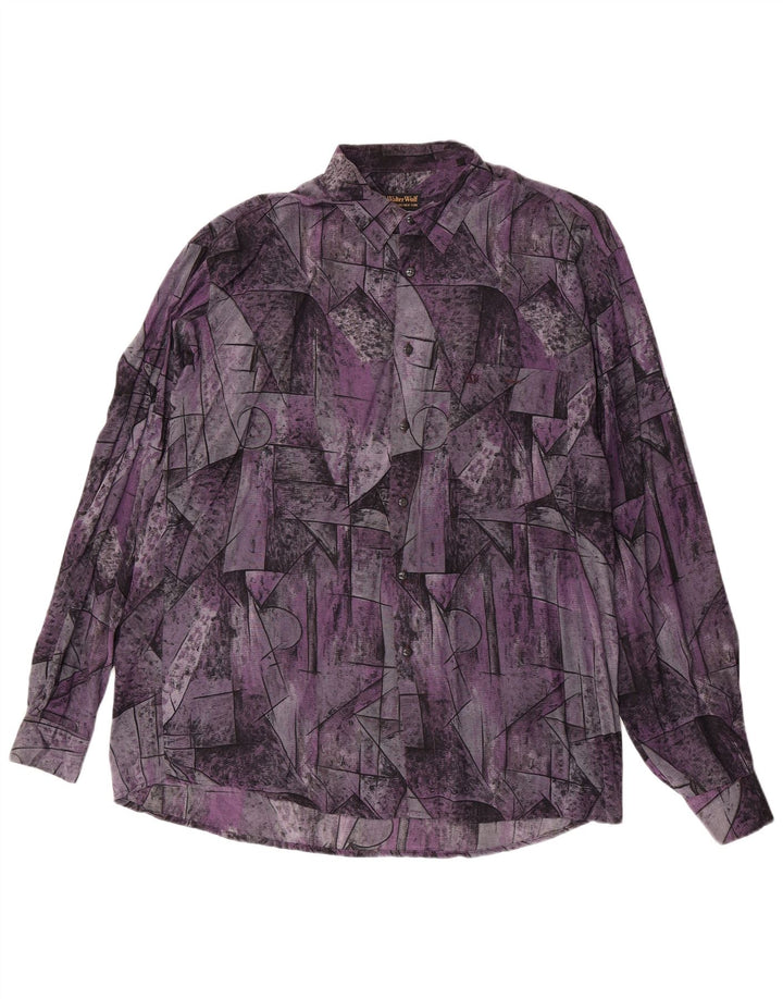 Camicia da uomo Walter Wolf taglia 43 grande viscosa geometrica viola