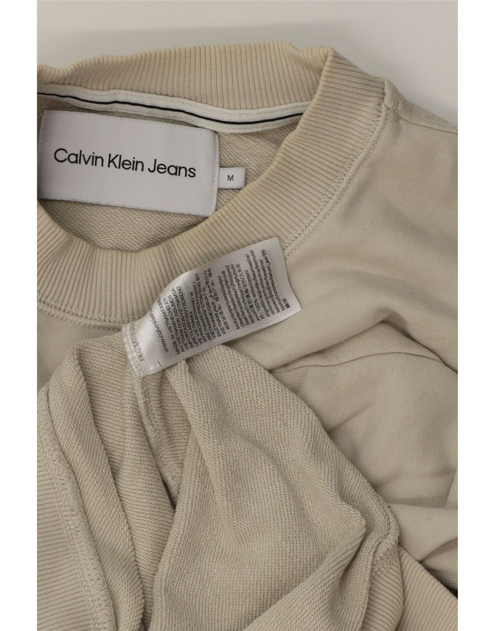 Calvin Klein Jeans Felpa grafica da uomo Maglione medio cotone bianco sporco