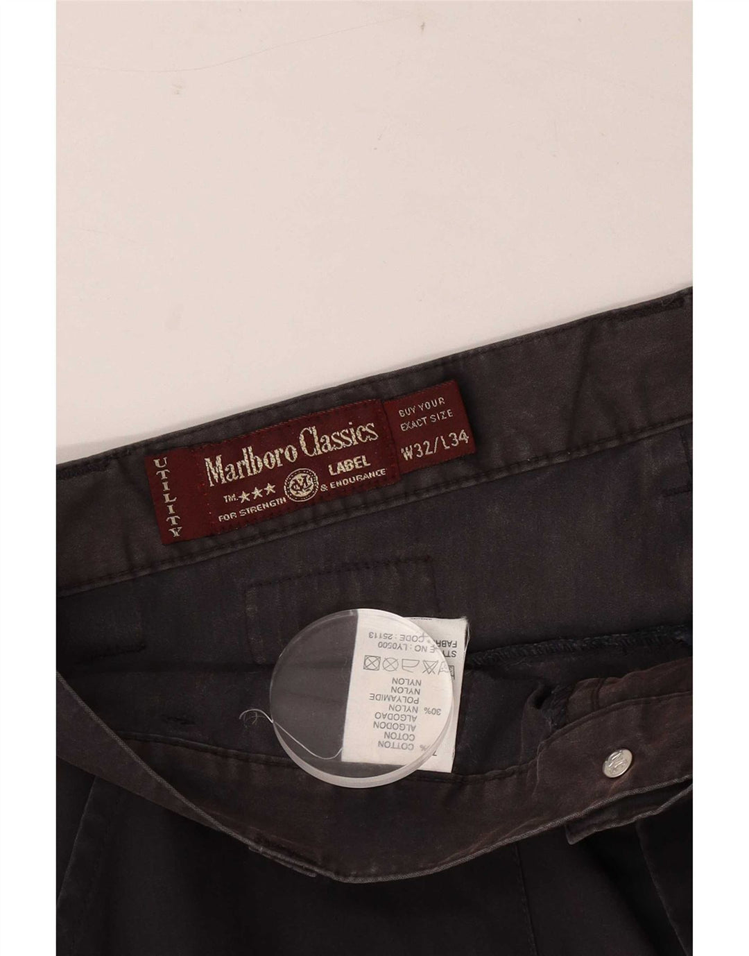 Pantaloni cargo dritti da uomo Marlboro Classics W32 L28 cotone nero