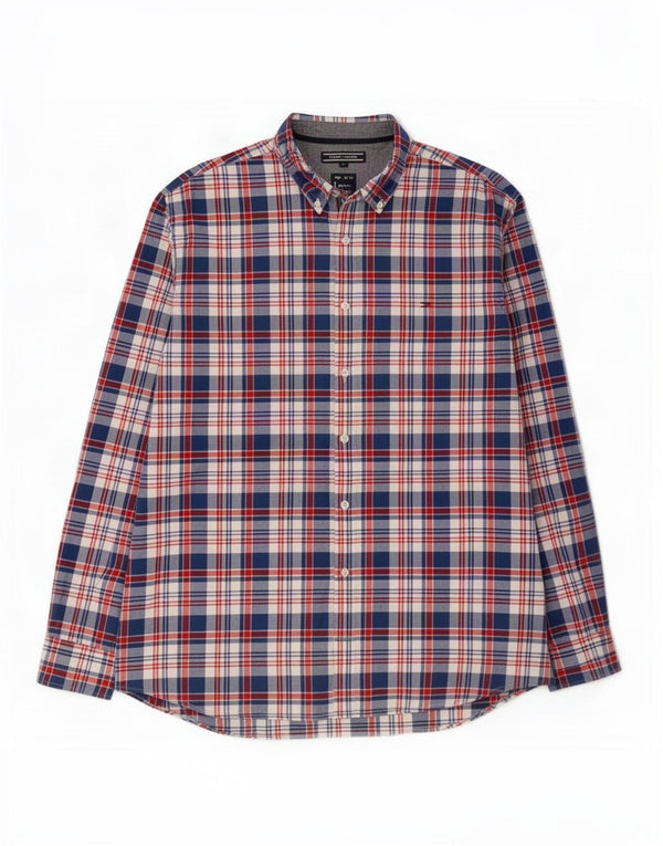 Camicia da uomo Tommy Hilfiger New York Fit 2XL cotone a quadri blu