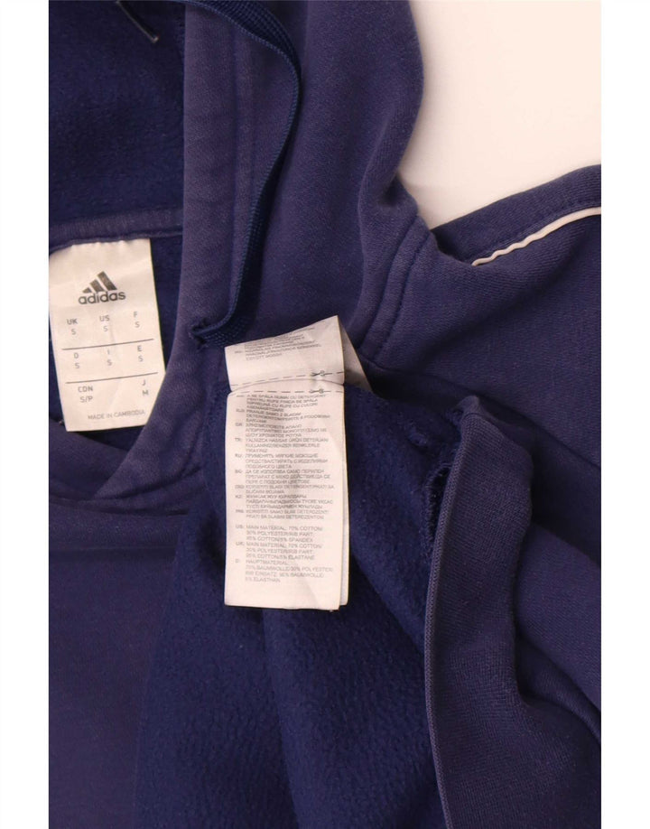 Felpa con cappuccio da uomo Adidas Small in cotone blu navy