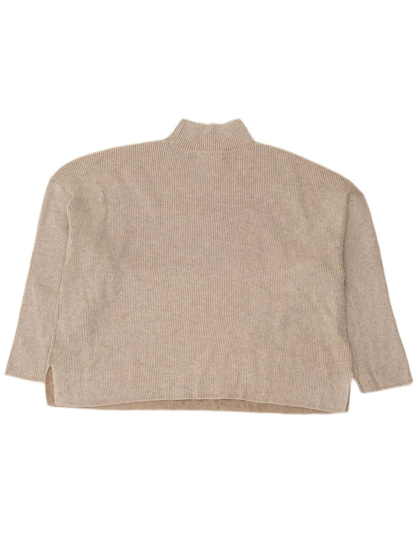 Maglione maglione a collo alto da donna Marks & Spencer UK 18 XL a righe beige