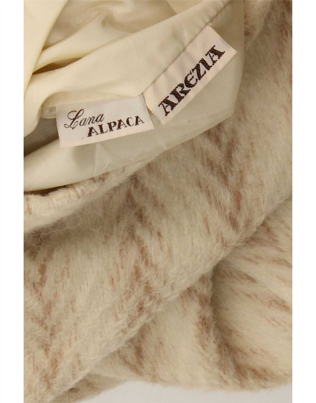Montgomery oversize da donna Arezia UK 20 2XL Lana a spina di pesce beige