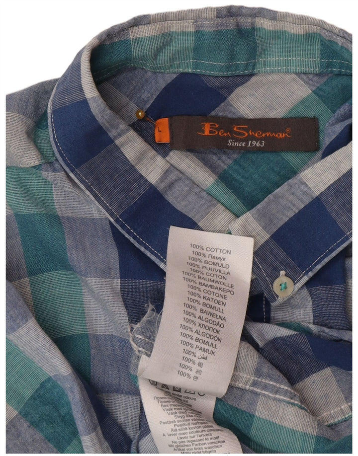 Camicia a maniche corte da uomo Ben Sherman in cotone a quadri blu grandi