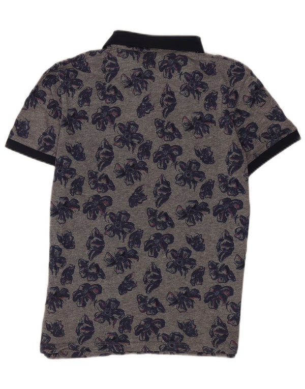 Polo da uomo Ted Baker taglia 4 grande in cotone floreale grigio