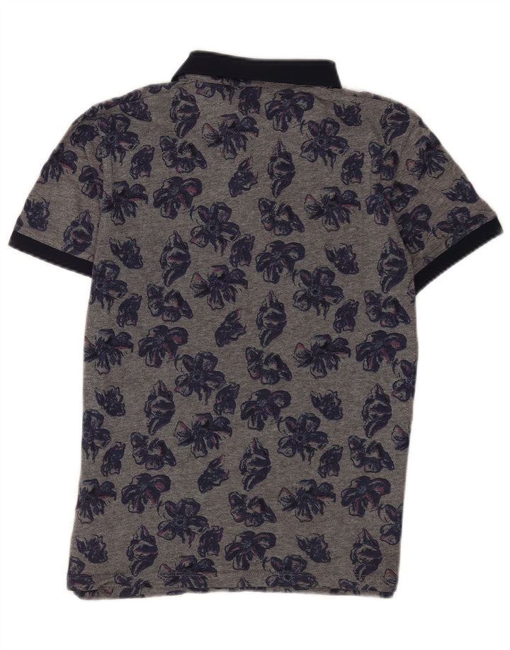 Polo da uomo Ted Baker taglia 4 grande in cotone floreale grigio