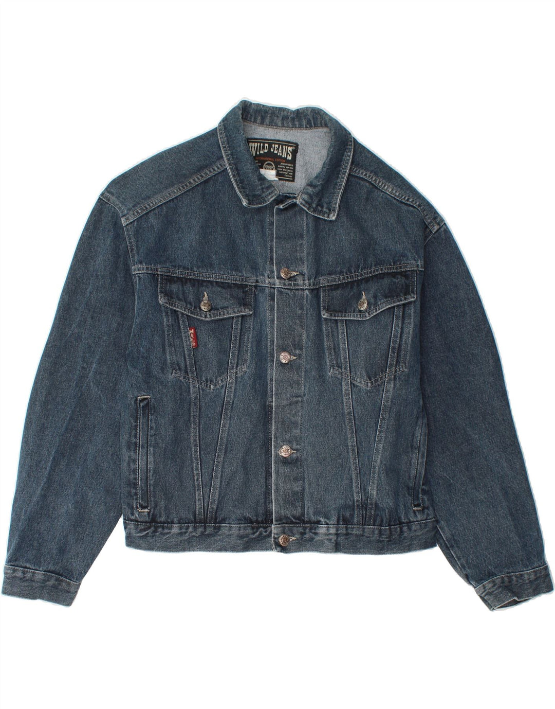 WILD JEANS Womens Denim Jacket UK 16 Large Blue Cotton Vintage Wild Jeans and Second-Hand Wild Jeans from Messina Hembry 