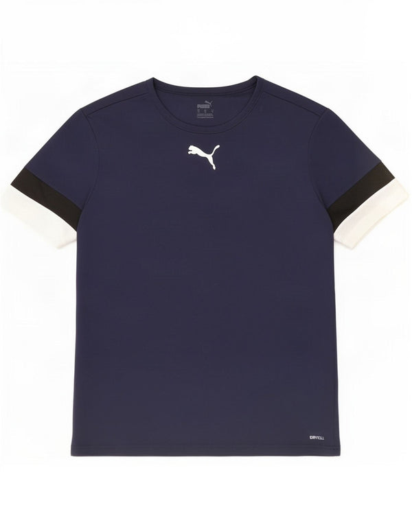 Puma Mens Graphic T-Shirt Top Medium Navy Blue Colourblock Polyester