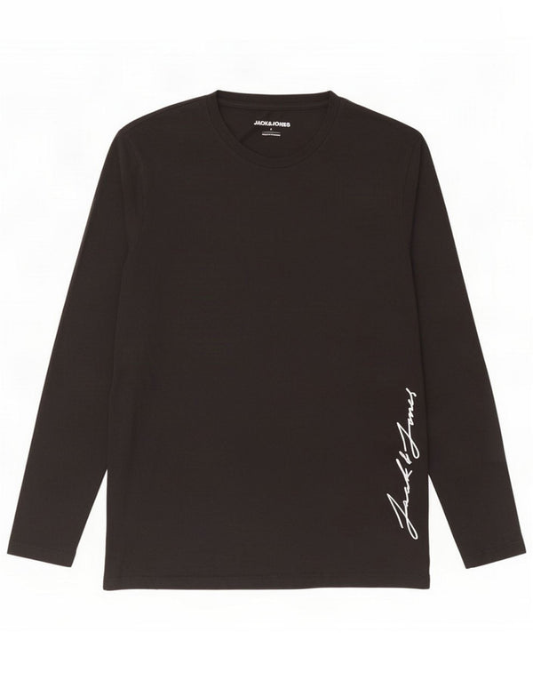 Jack & Jones Top grafico da uomo manica lunga grande Nero