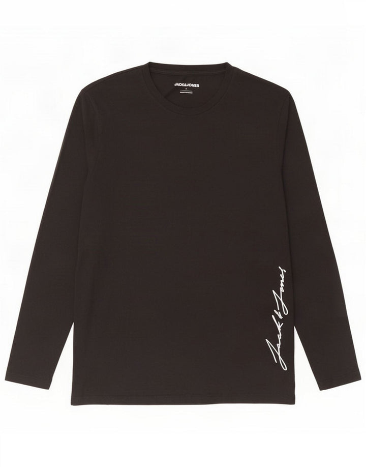 Jack & Jones Top grafico da uomo manica lunga grande Nero
