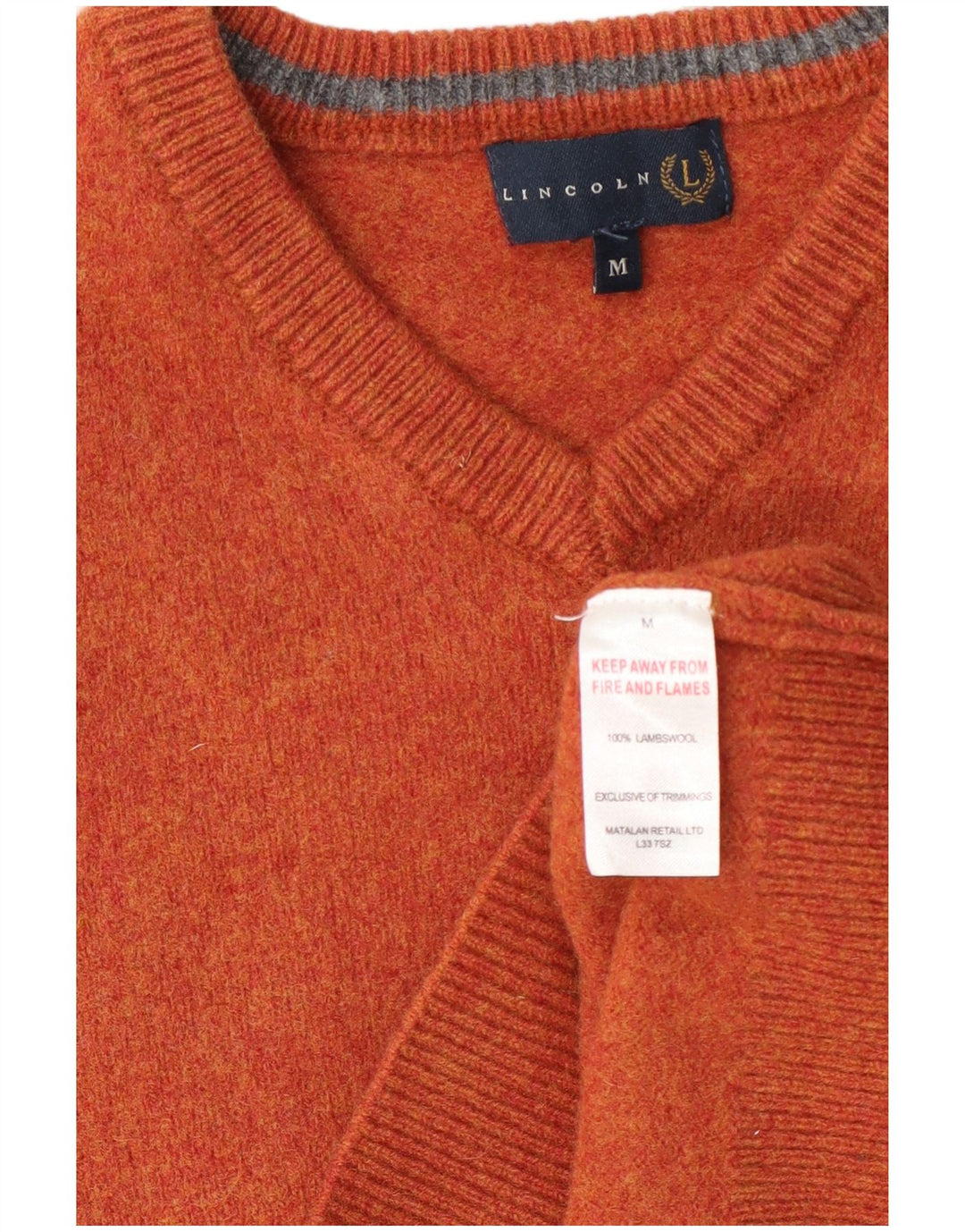 Maglione maglione con scollo a V da donna Lincoln UK 14 Lana arancione medio