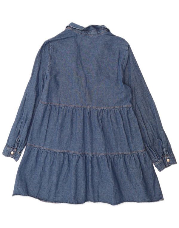 Abito in denim a maniche lunghe da donna Zara UK 14 Cotone blu medio