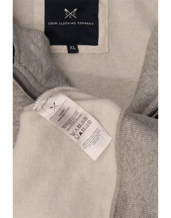 CREW CLOTHING Felpa da uomo con zip e collo maglione XL in cotone grigio