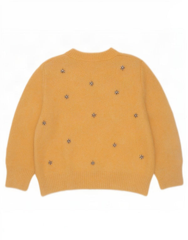 Maglione corto girocollo da donna Zara UK 10 piccolo giallo floreale