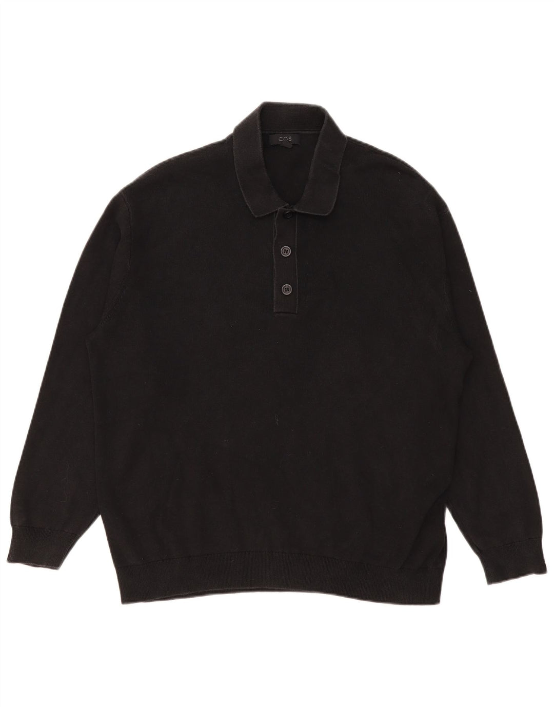 Polo Cos da uomo a maniche lunghe in cotone nero medio