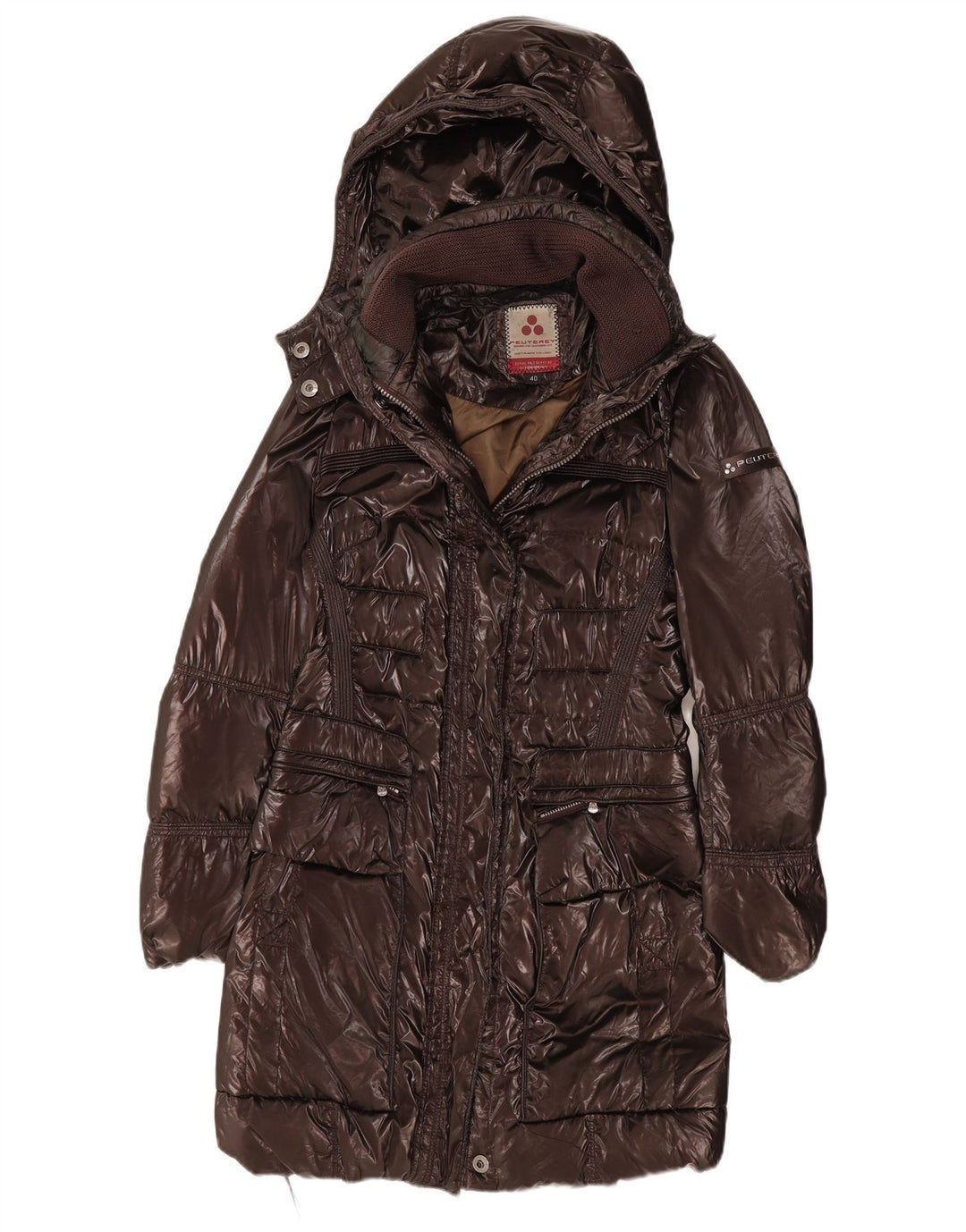PEUTEREY Cappotto imbottito con cappuccio da donna IT 40 piccolo marrone