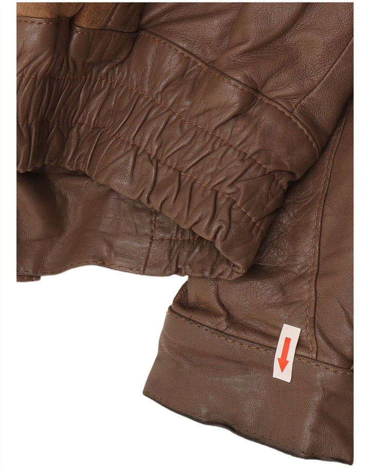 Giubbotto bomber in shearling da uomo vintage IT 52 XL Marrone