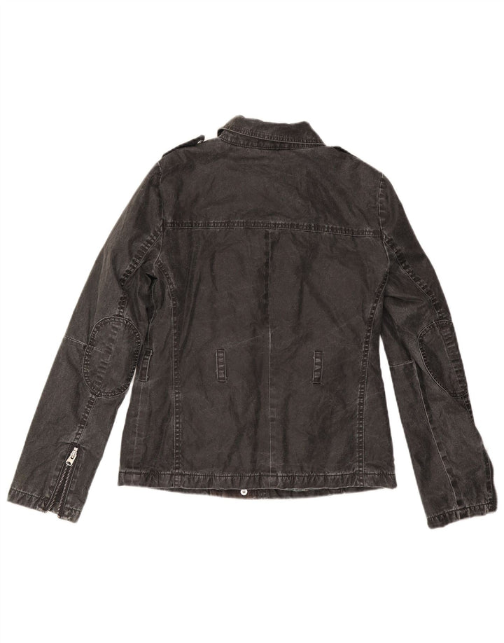 Topshop Giacca in denim da donna UK 8 Small Nero Poliacrilico