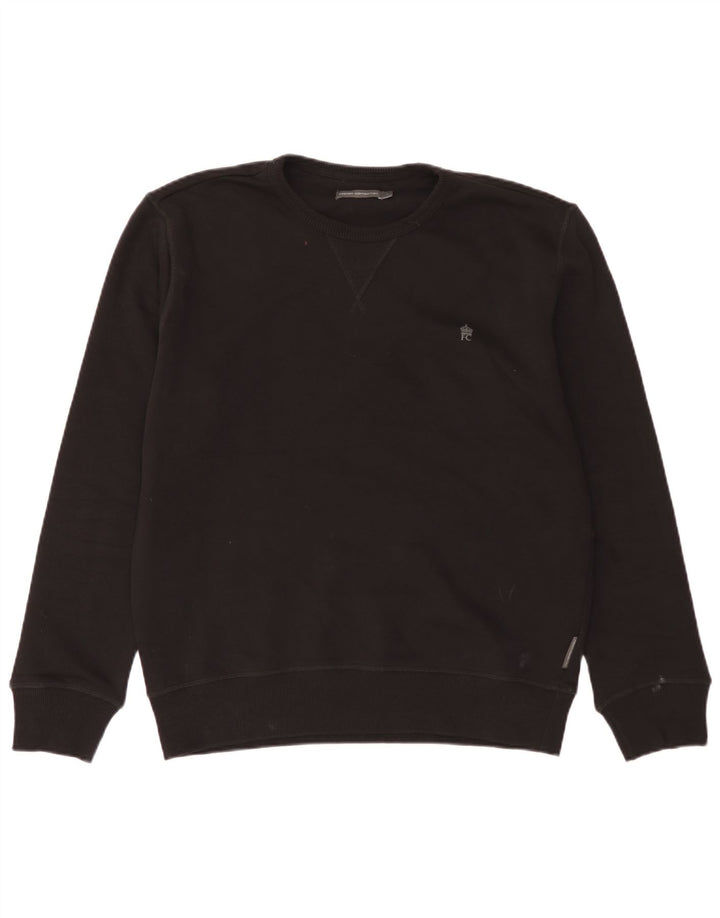 Felpa da uomo French Connection Maglione grande cotone nero