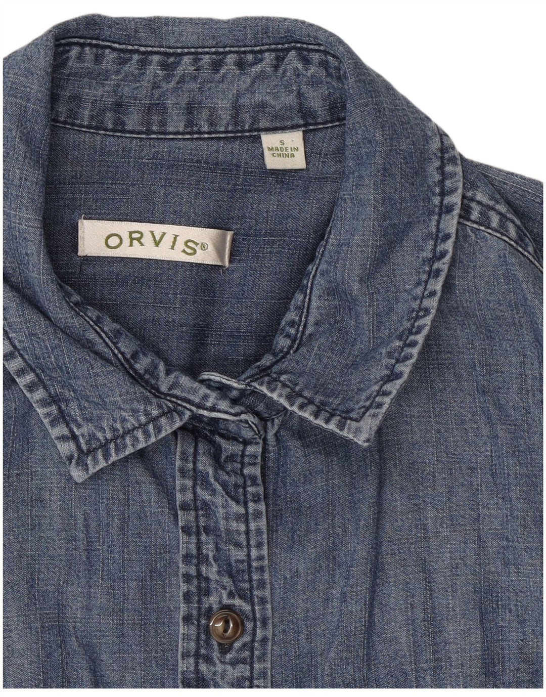 Camicia in denim da donna Orvis UK 10 piccolo cotone blu