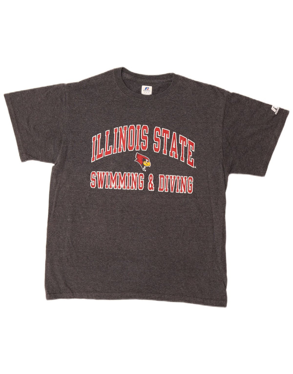 RUSSELL ATHLETIC Mens Graphic T-Shirt Top Medium Grey