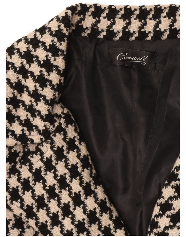 Giacca blazer da donna a 3 bottoni Conwell UK 8 piccolo pied de poule nero