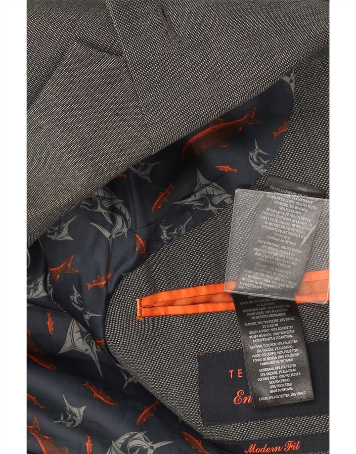 Giacca blazer da uomo a 2 bottoni vestibilità moderna Ted Baker US 42 XL poliestere grigio