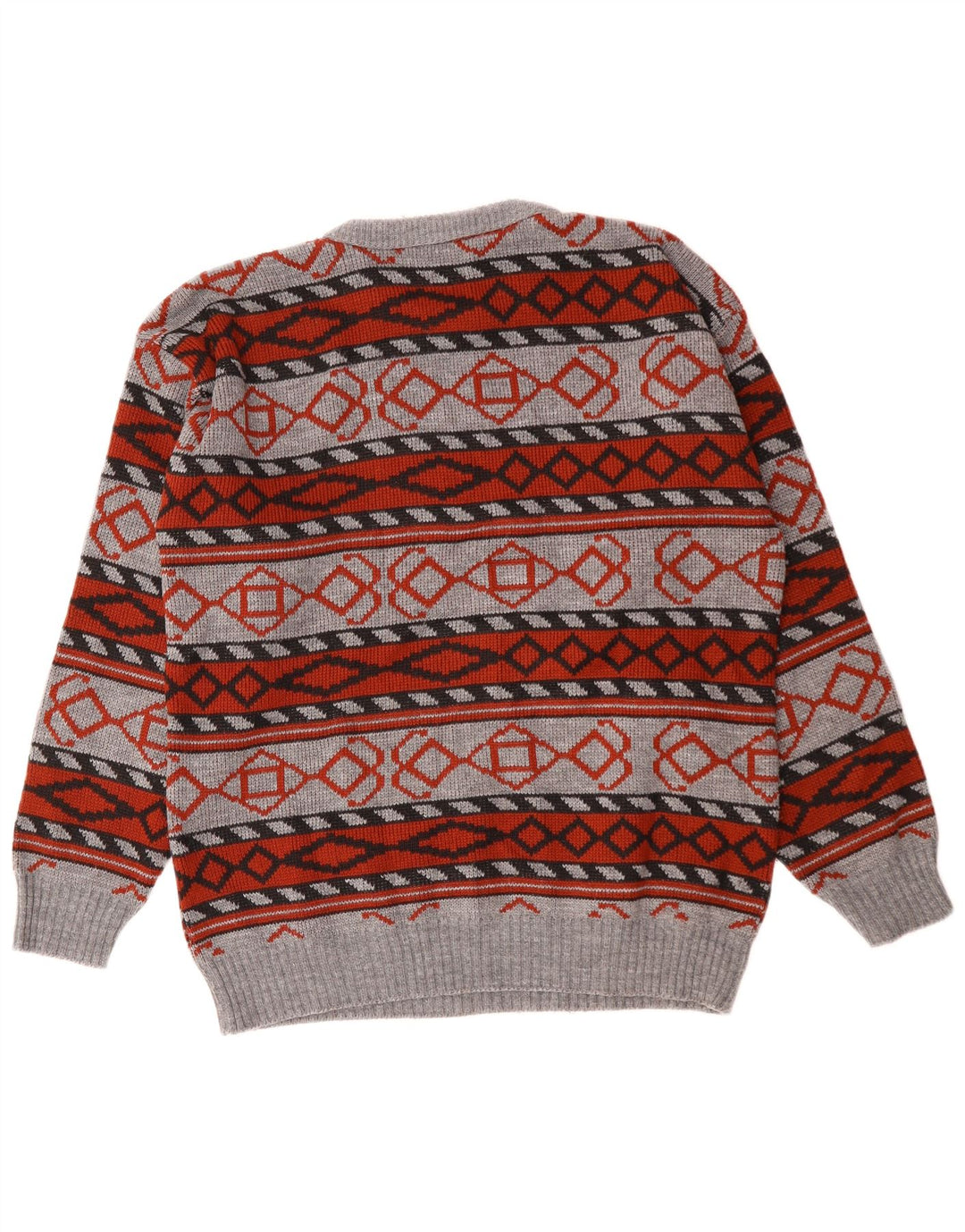 Maglione girocollo da uomo VINTAGE in acrilico geometrico grigio medio
