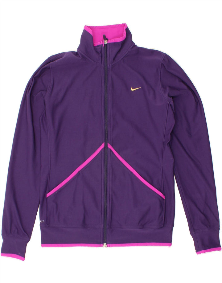 NIKE Womens Dri Fit Tracksuit Top Jacket UK 12 Medium Purple Polyester Vintage Nike and Second-Hand Nike from Messina Hembry 