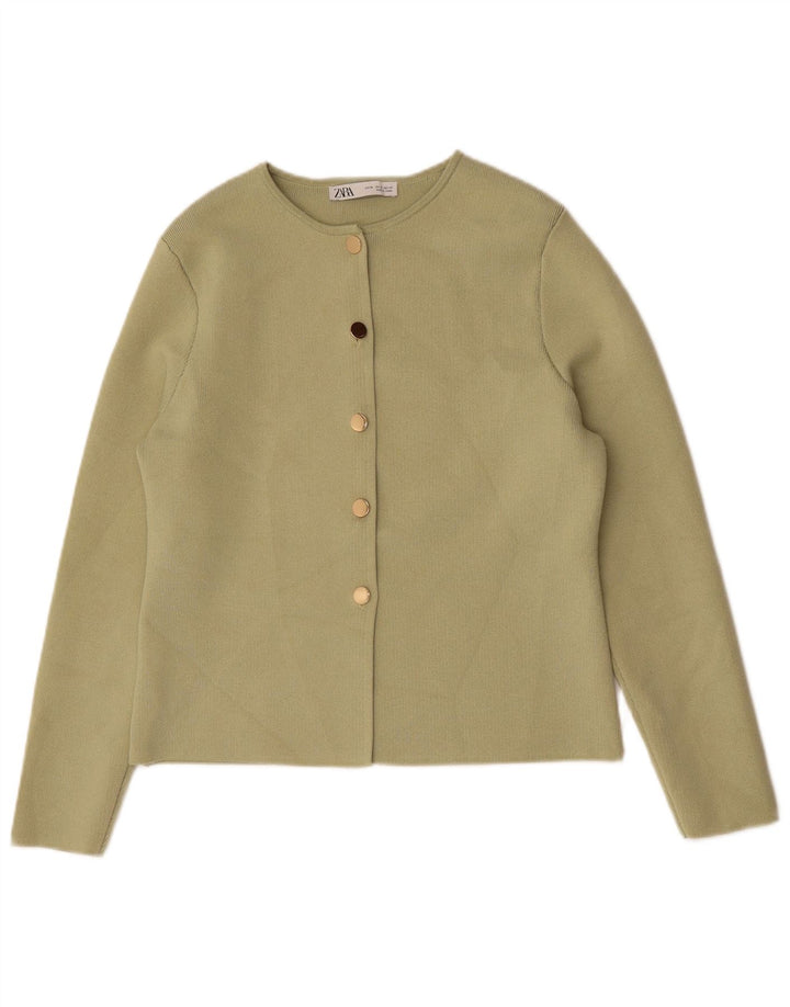 Maglione cardigan corto da donna Zara UK 18 XL verde poliestere