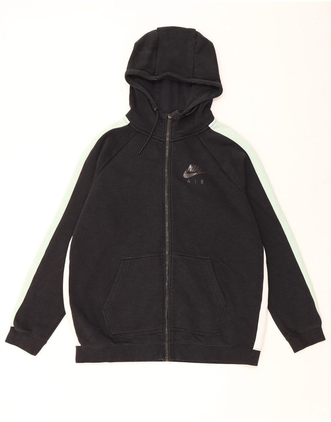 NIKE Felpa con cappuccio e zip da uomo, grande, in cotone color block nero