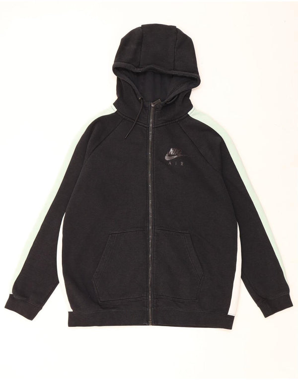 NIKE Felpa con cappuccio e zip da uomo, grande, in cotone color block nero