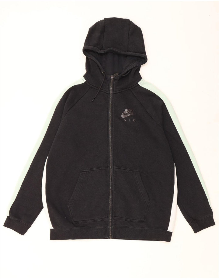 NIKE Felpa con cappuccio e zip da uomo, grande, in cotone color block nero