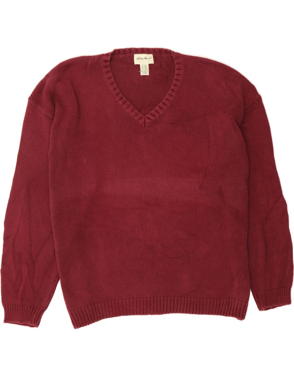 EDDIE BAUER Maglione da uomo con scollo a V 3XL cotone bordeaux