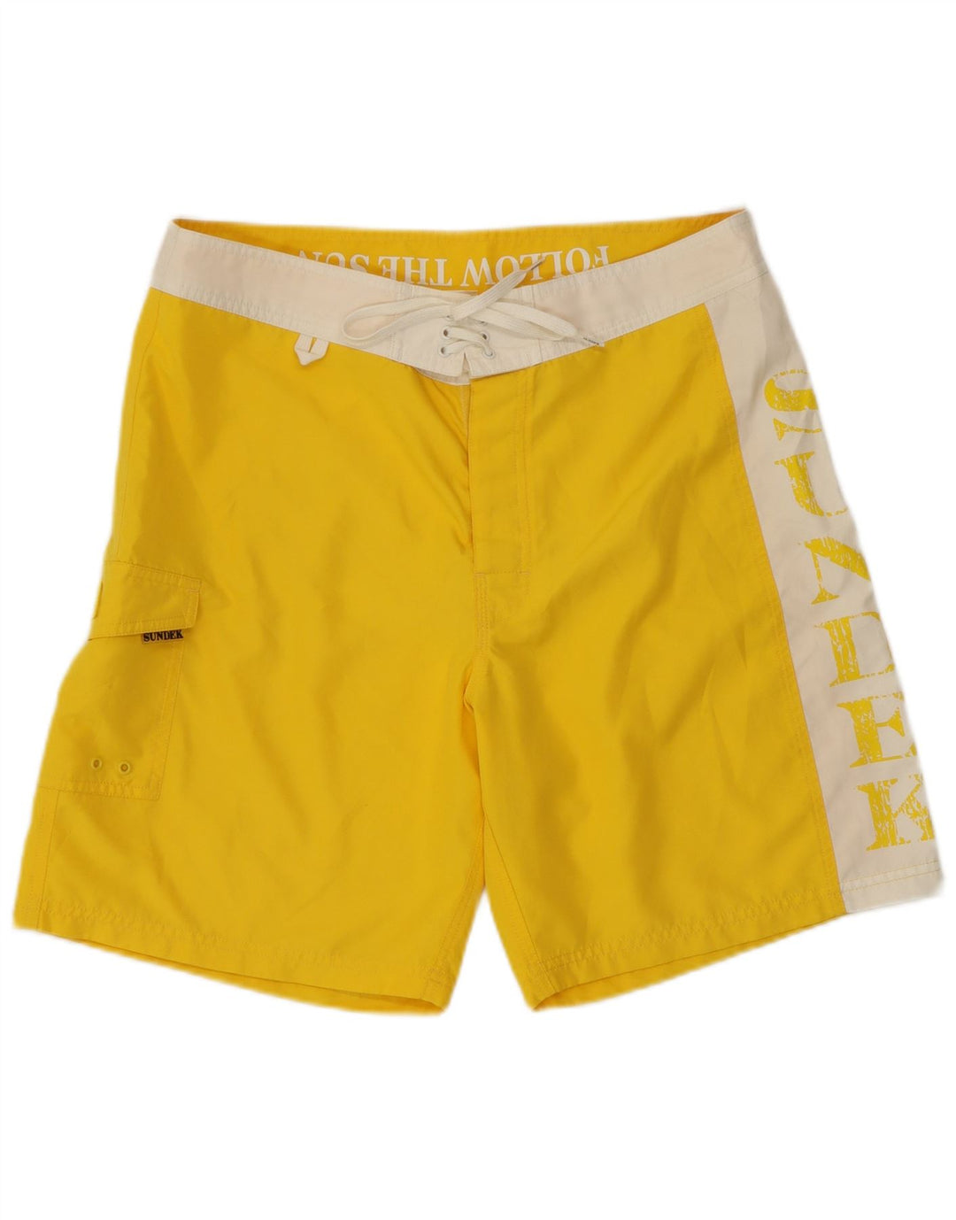 Pantaloncini da bagno grafici da uomo Sundek color block giallo medio