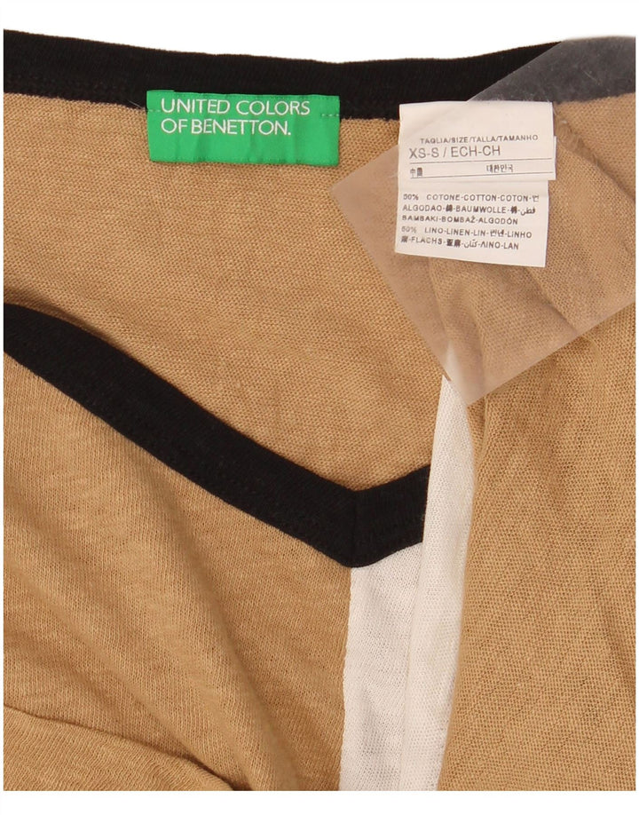 T-shirt corta oversize da donna BENETTON Top UK 6 XS Beige Colourblock