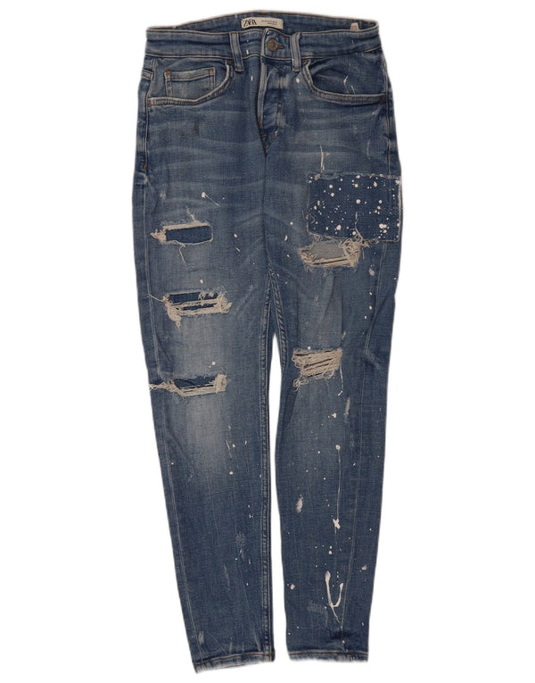 Jeans skinny effetto consumato Zara da uomo EU 40 medio W31 L28 cotone blu